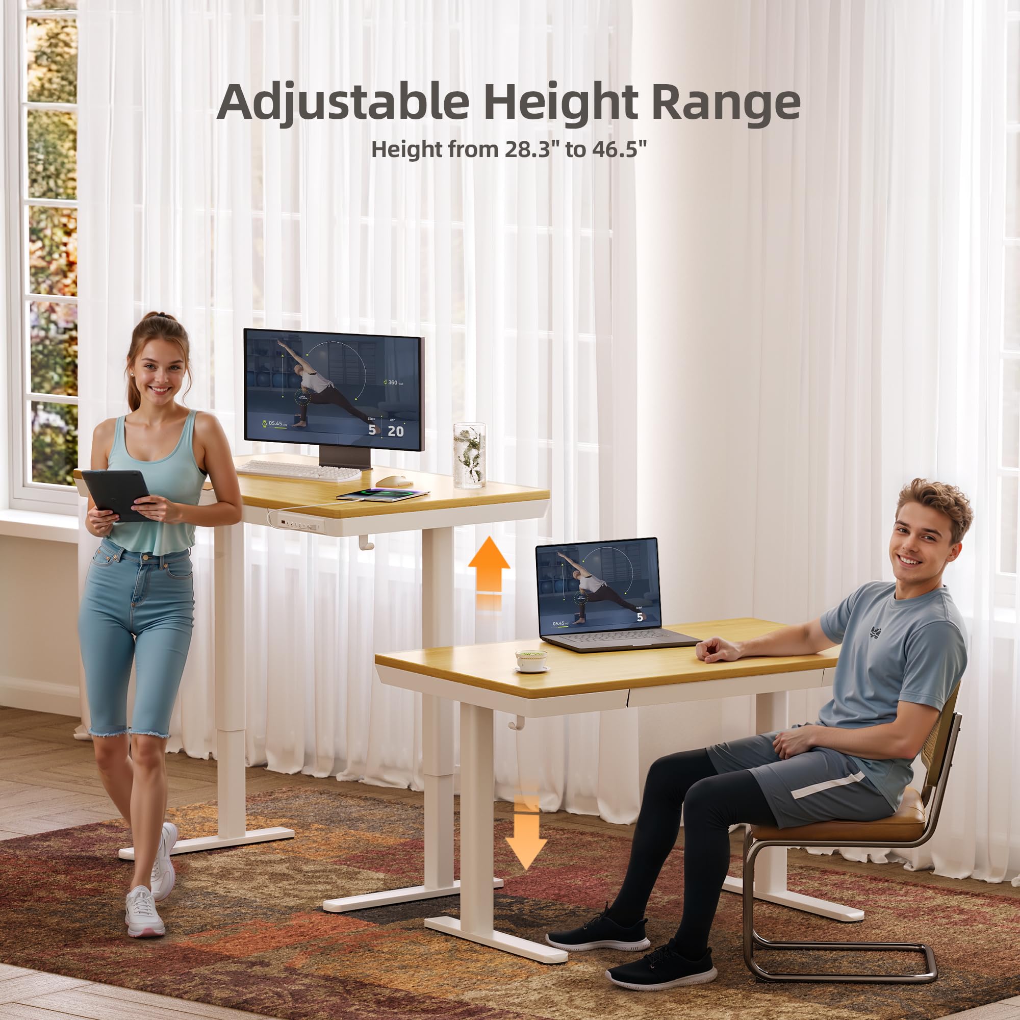 Amazon.com: Claiks Bamboo Standing Desk with Drawers, 48×24 Inch